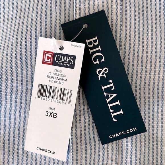 Chaps big & tall stripe cotton long sleeve button down shirt 3XB / 3TF - Picture 9 of 12